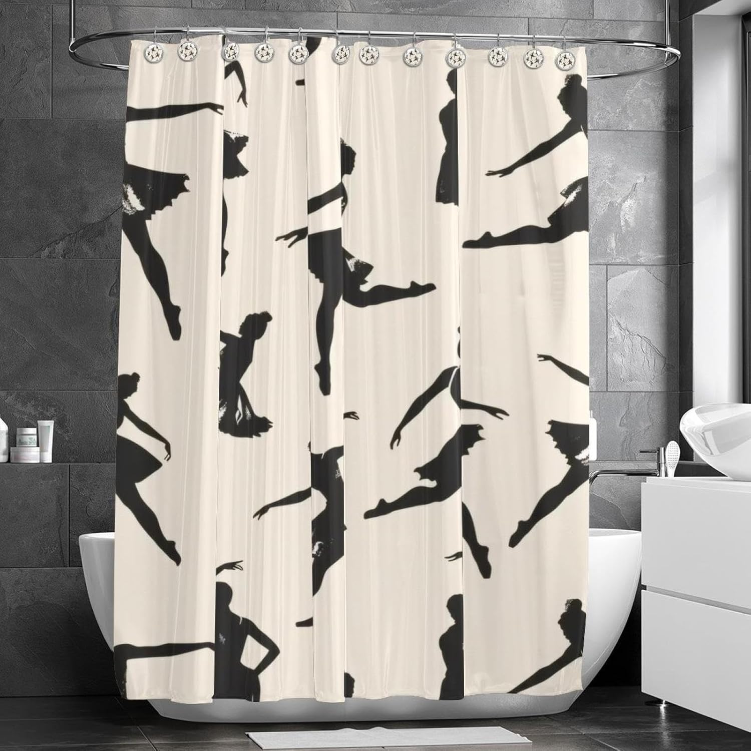Dancing Ballet Girls Prints Shower Curtain Set