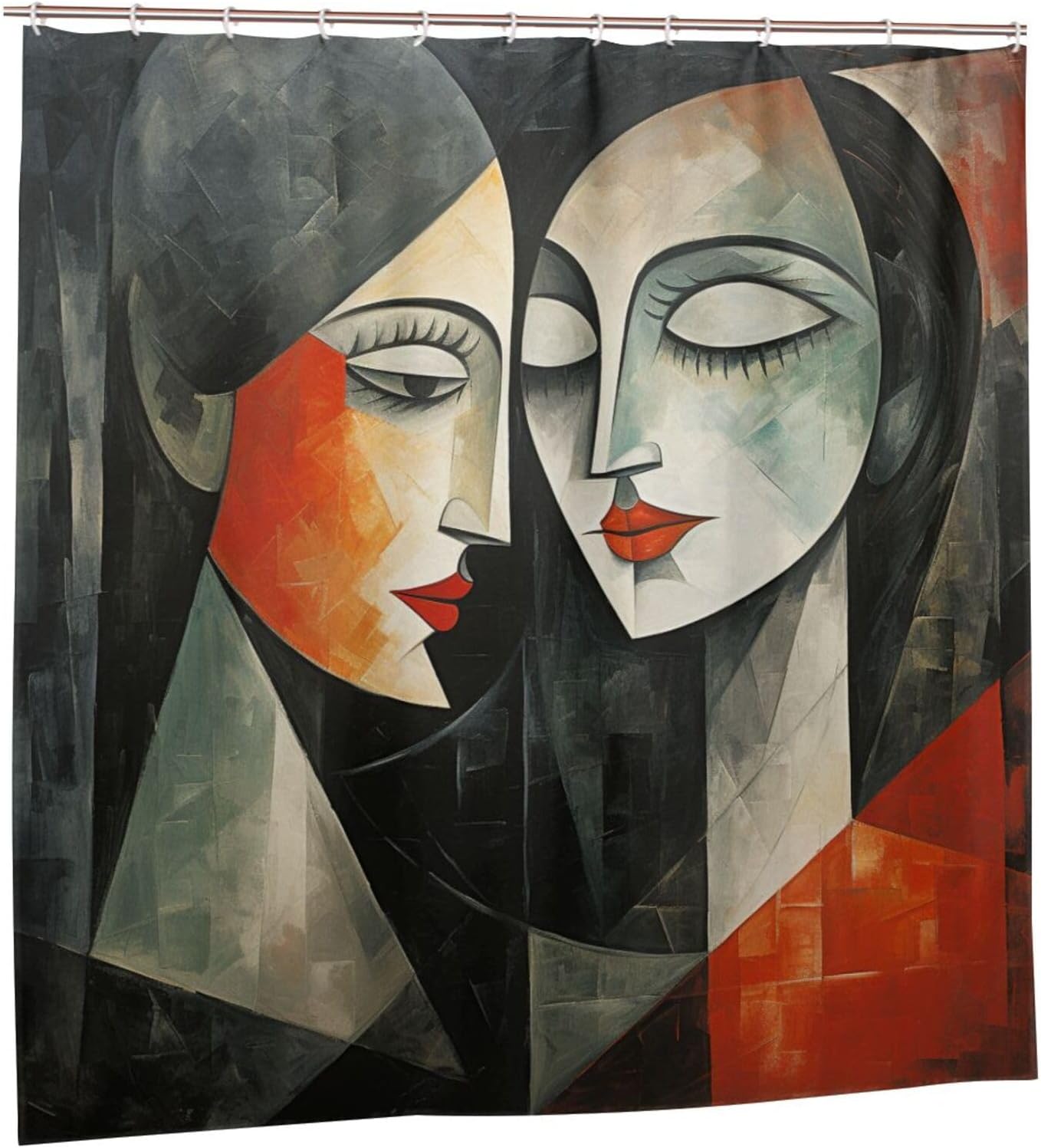 Kissing Girl Oil Painting Boho Shahbn Curtain Set Luxury Functional