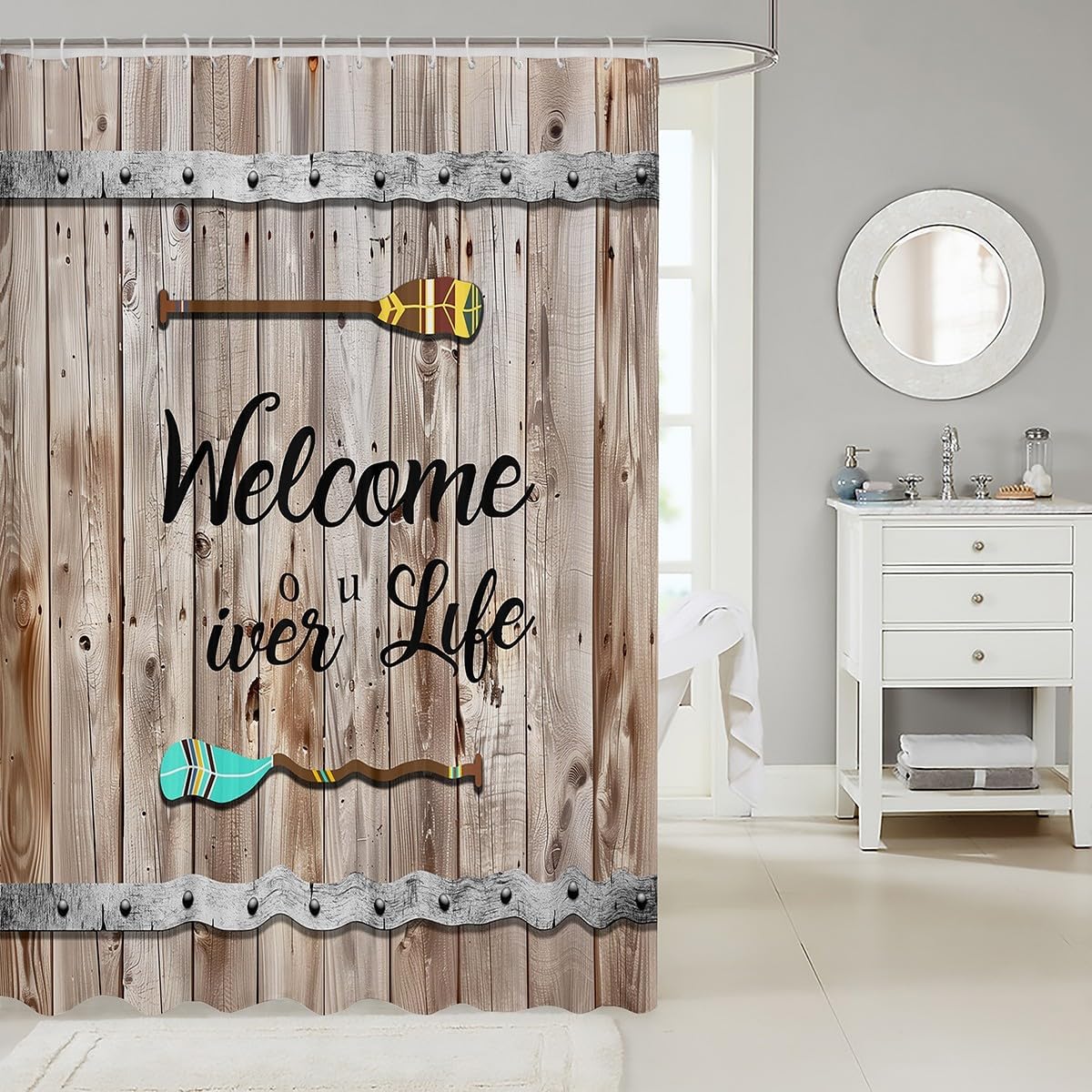Rustic Wooden Bath Shower 72x72 Waterproof Durable