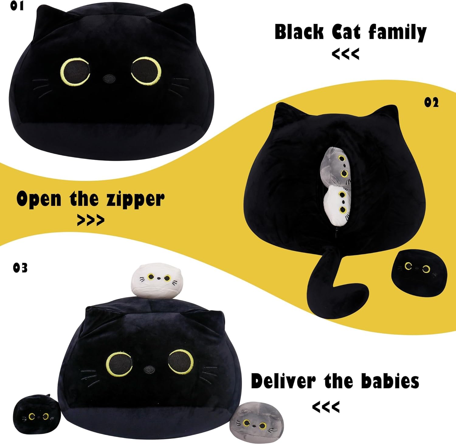 4Pcs 16 Black Cat Plush Set