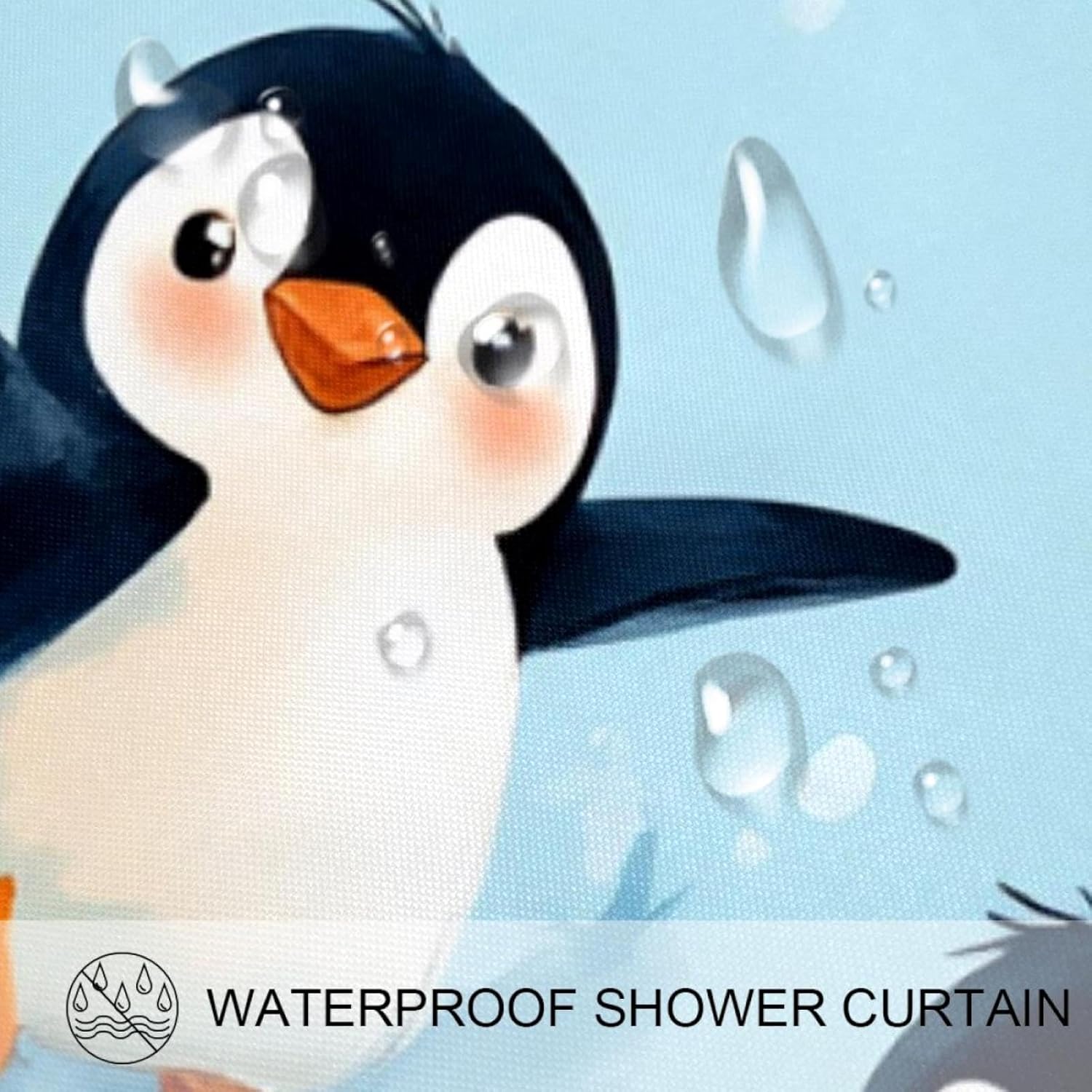 Joyful Penguins Waterproof Shower Curtain Set