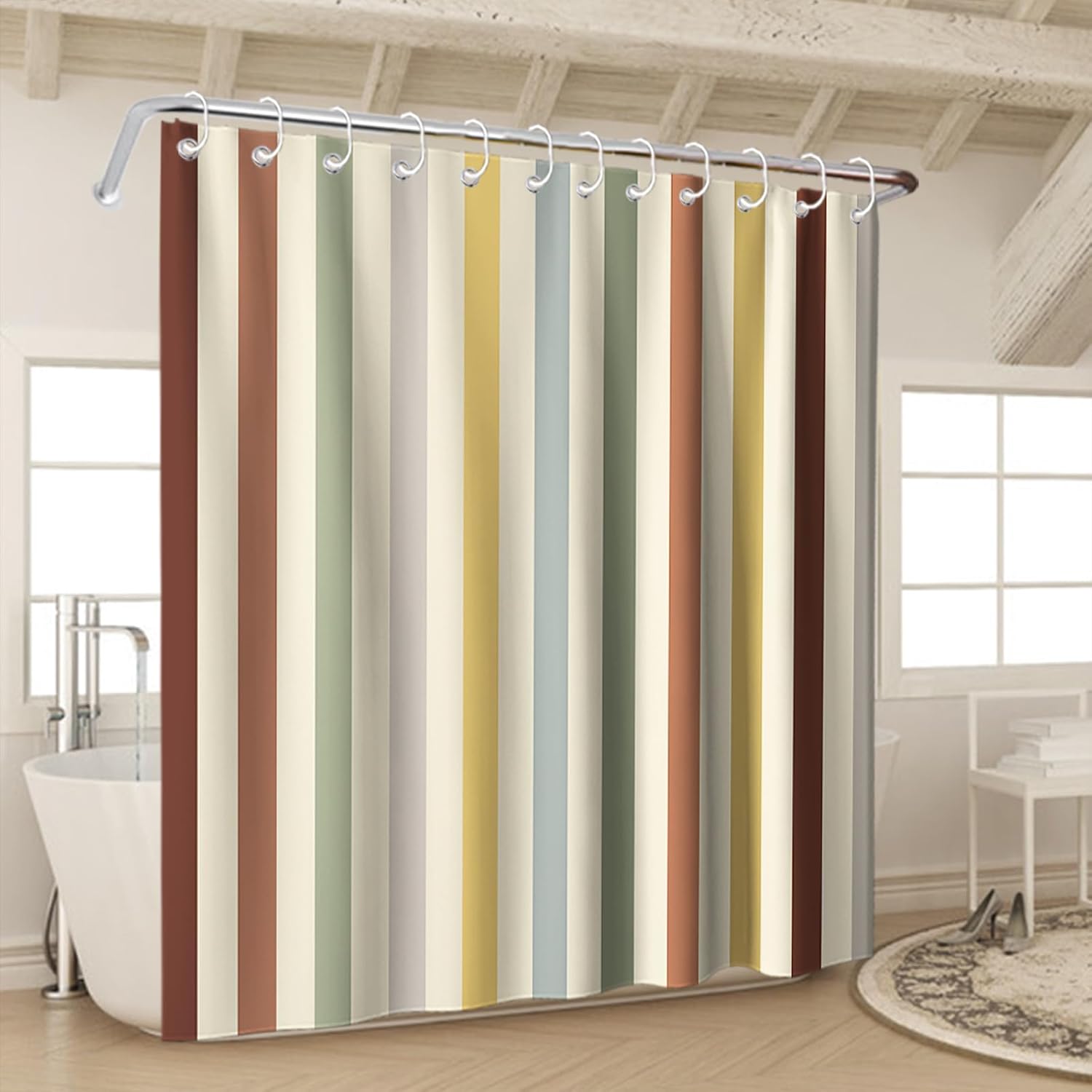 OTRANTO Stripes Shower Curtain Set 72x72