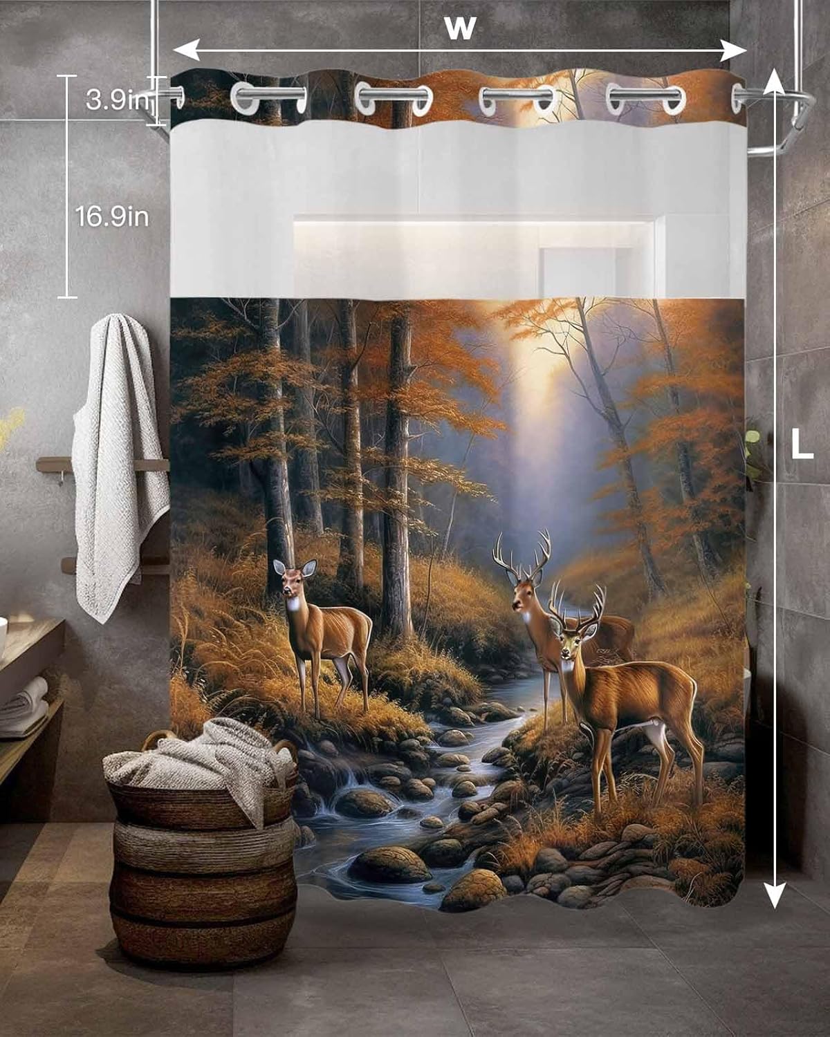 YESOF66 Sunset Forest Waterproof Shower Curtain Set No Hooks