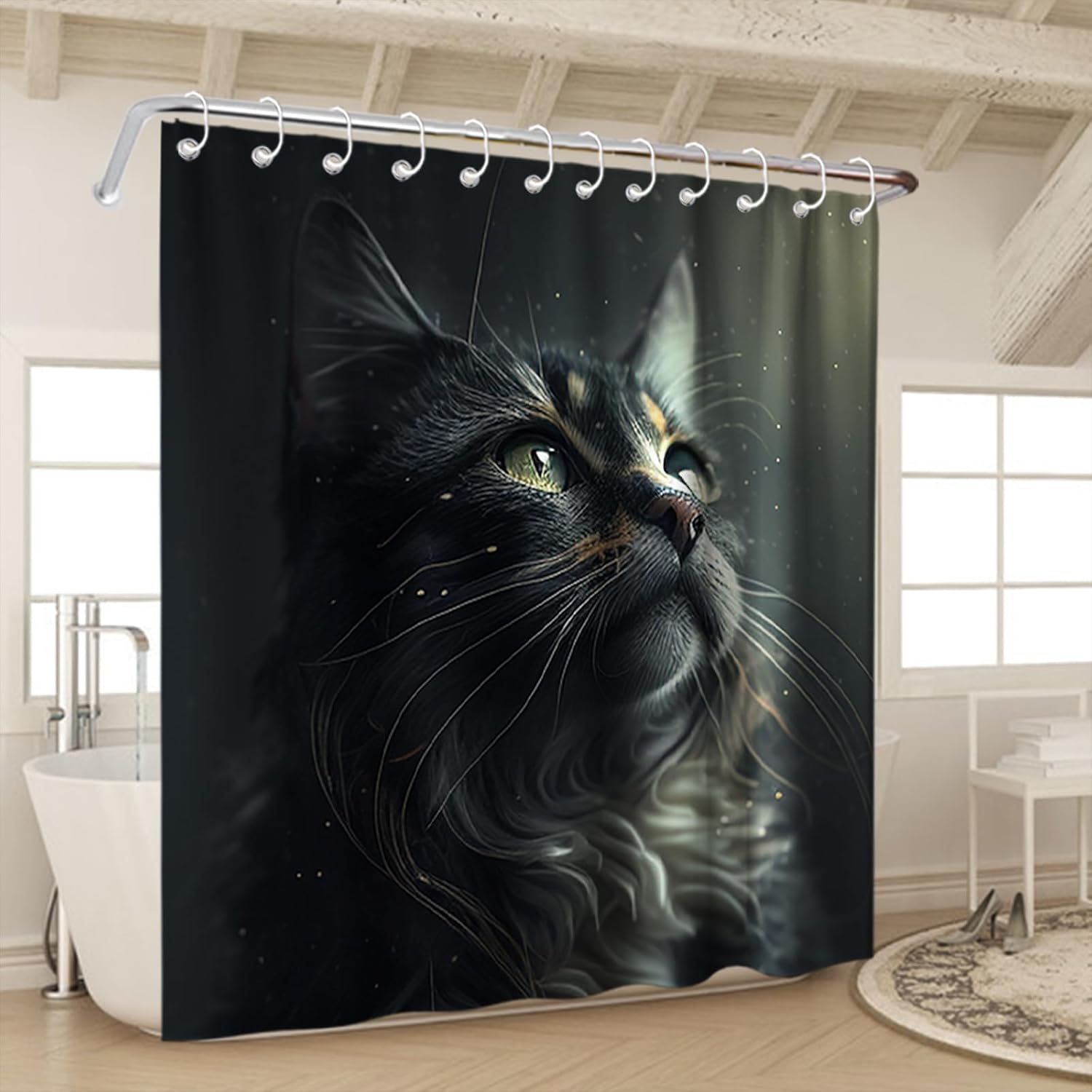 Cute Main Coon Cat Shower Curtain 72x72 inches