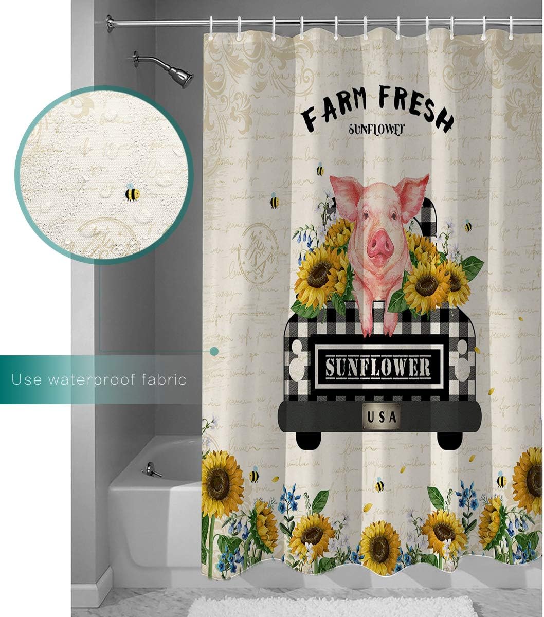TocaHome Waterproof shower curtain set with 12 hooks