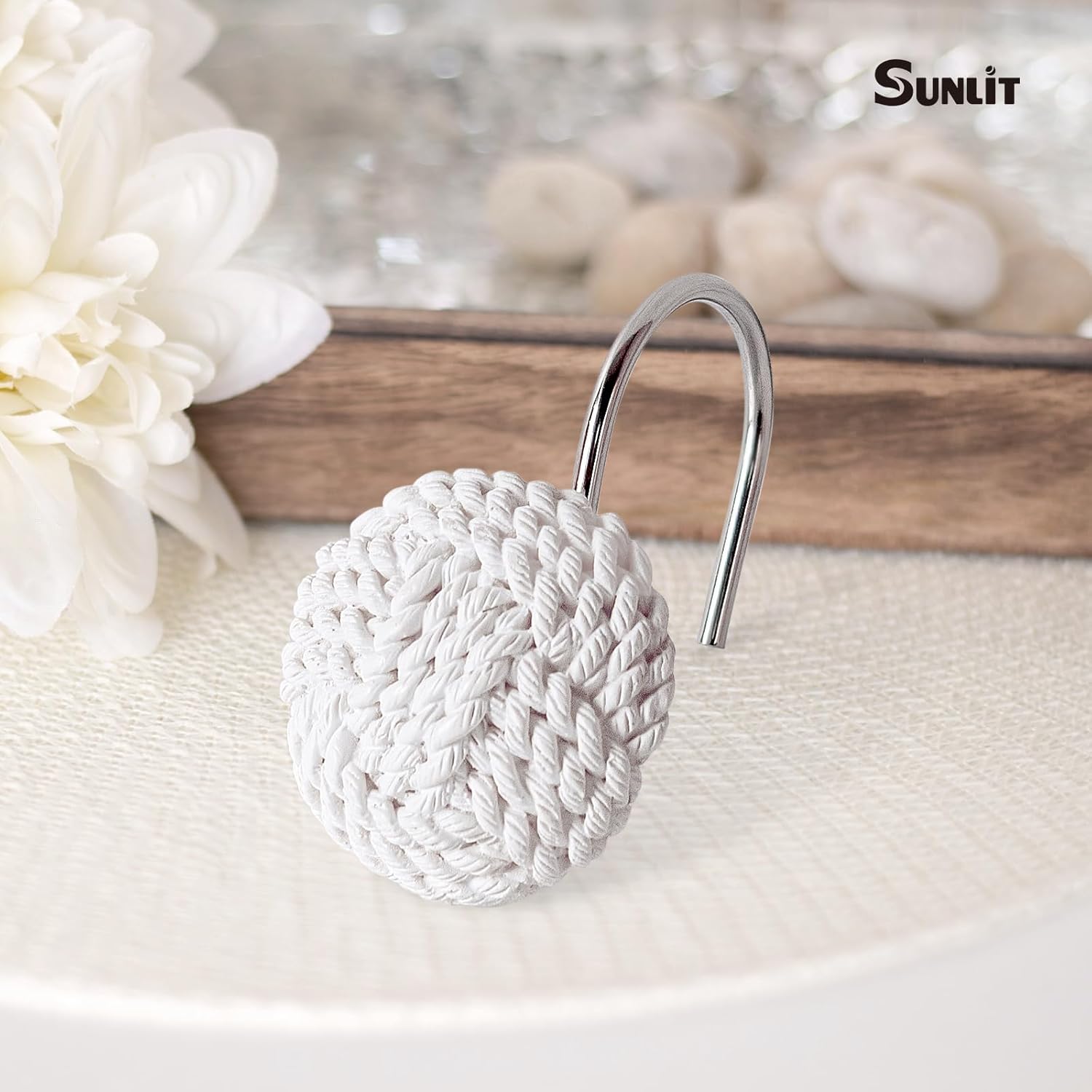 Sunlit Decorative Boho Knots Shower Curtain Hangers