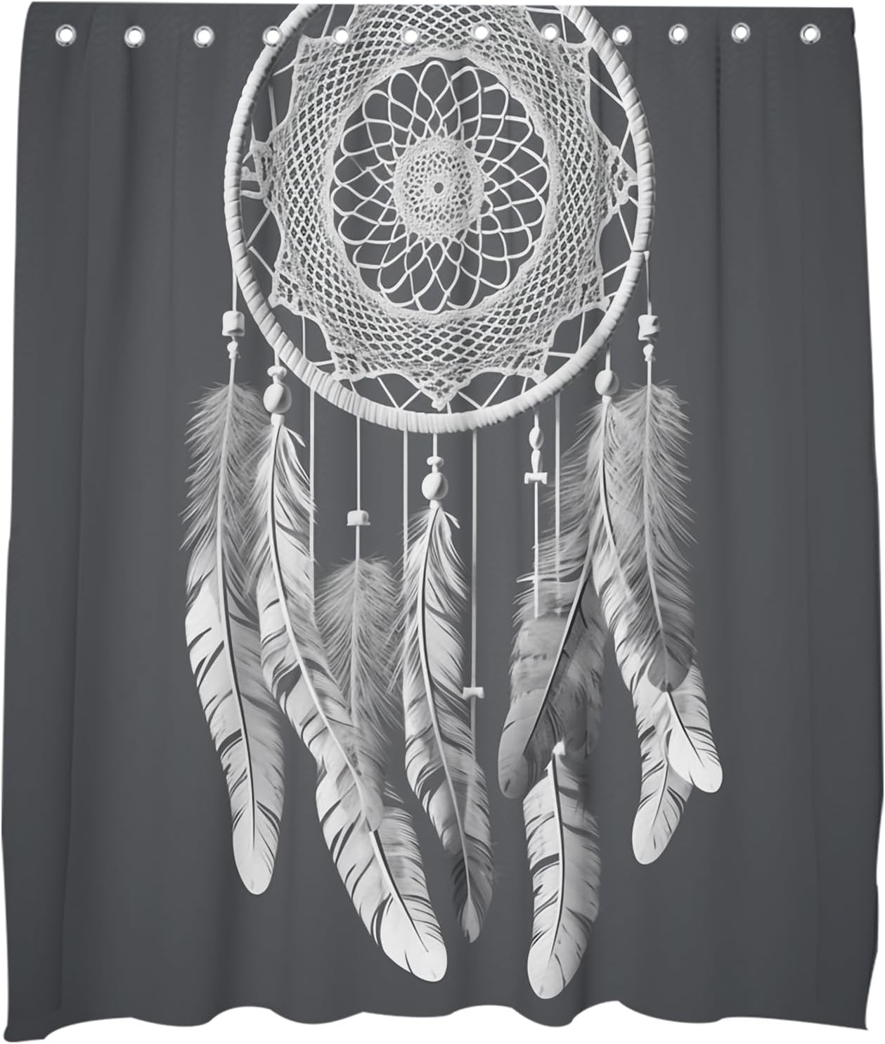 OTRANTO Gray Wind Chime Shower Curtain Set for Boys -