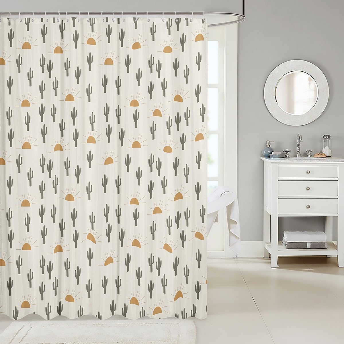 Feelyou Cactus Boho Succulent Shower Curtain for Kids