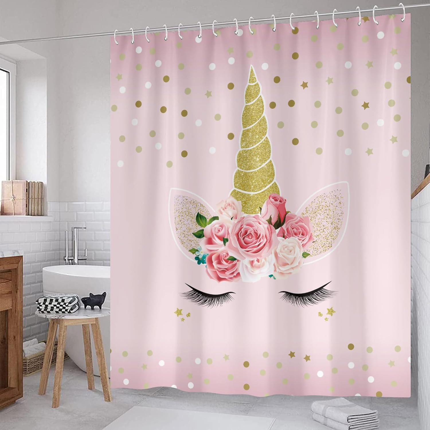 Zchomi Unicorn Kids Shower Curtain 72x72 Inch