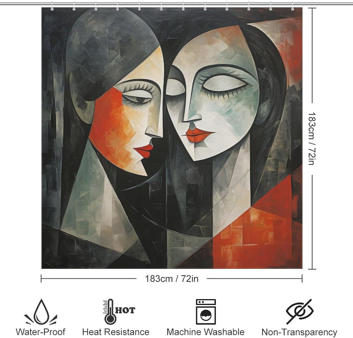 Kissing Girl Oil Painting Boho Shahbn Curtain Set Luxury Functional