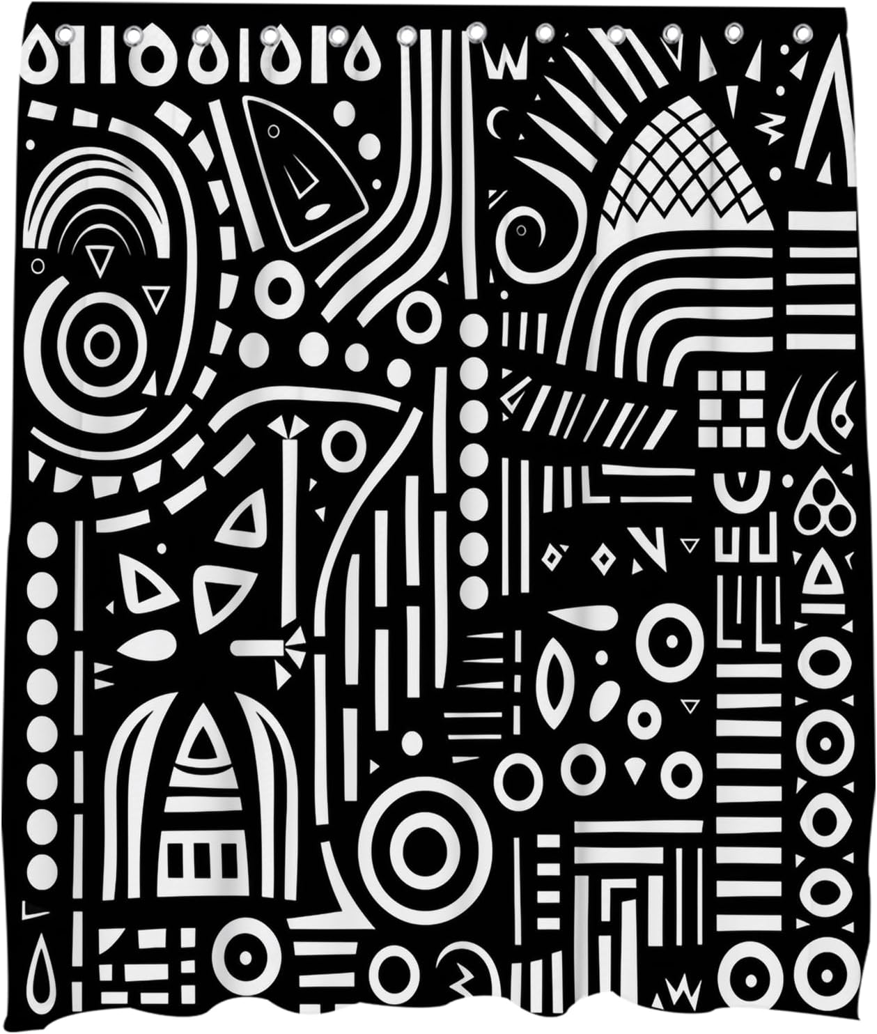 Elegant Geometric Black White Shower Curtain