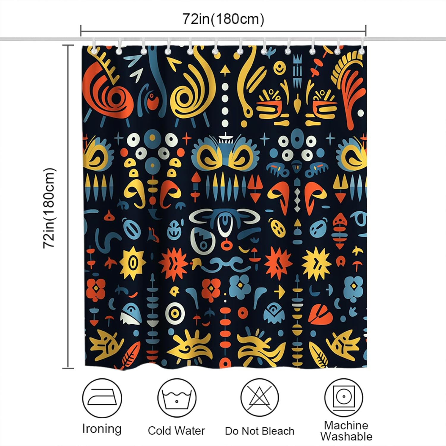 A Colorful Bohemian Washable Shower Curtain