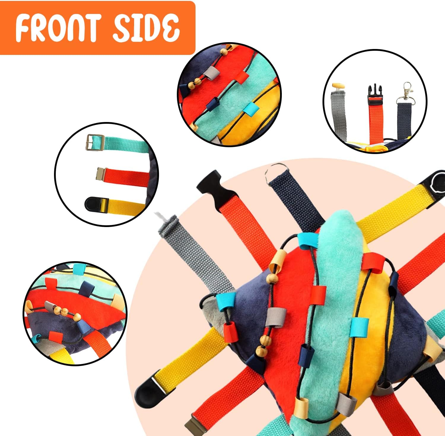 Vibrant Sensory Buckle Pillow for Kids