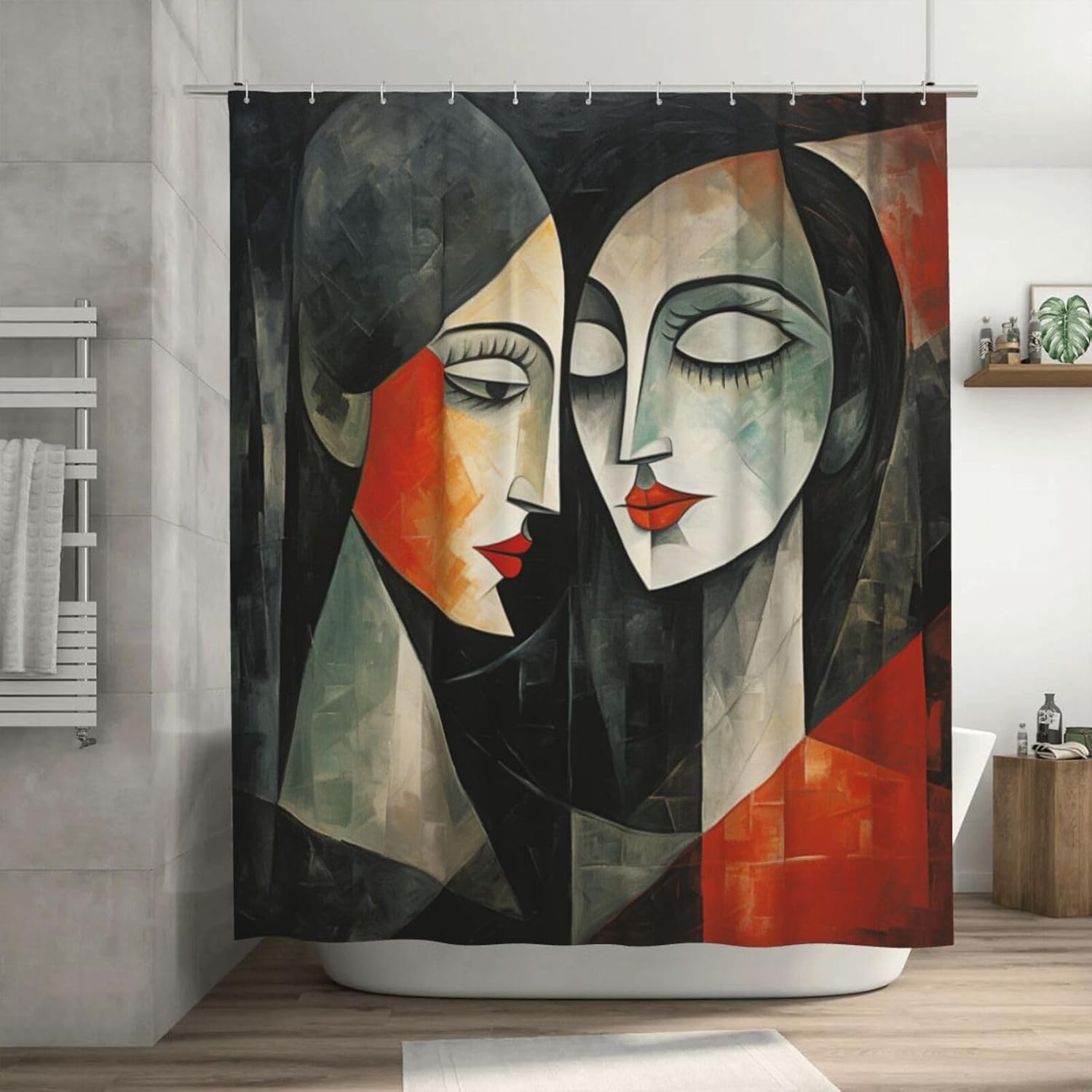 Kissing Girl Oil Painting Boho Shahbn Curtain Set Luxury Functional