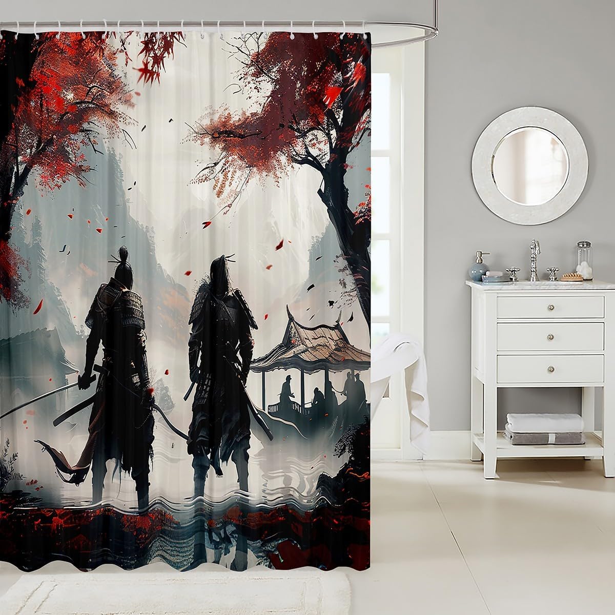 Feelyou Japanese Samurai Bath Curtain