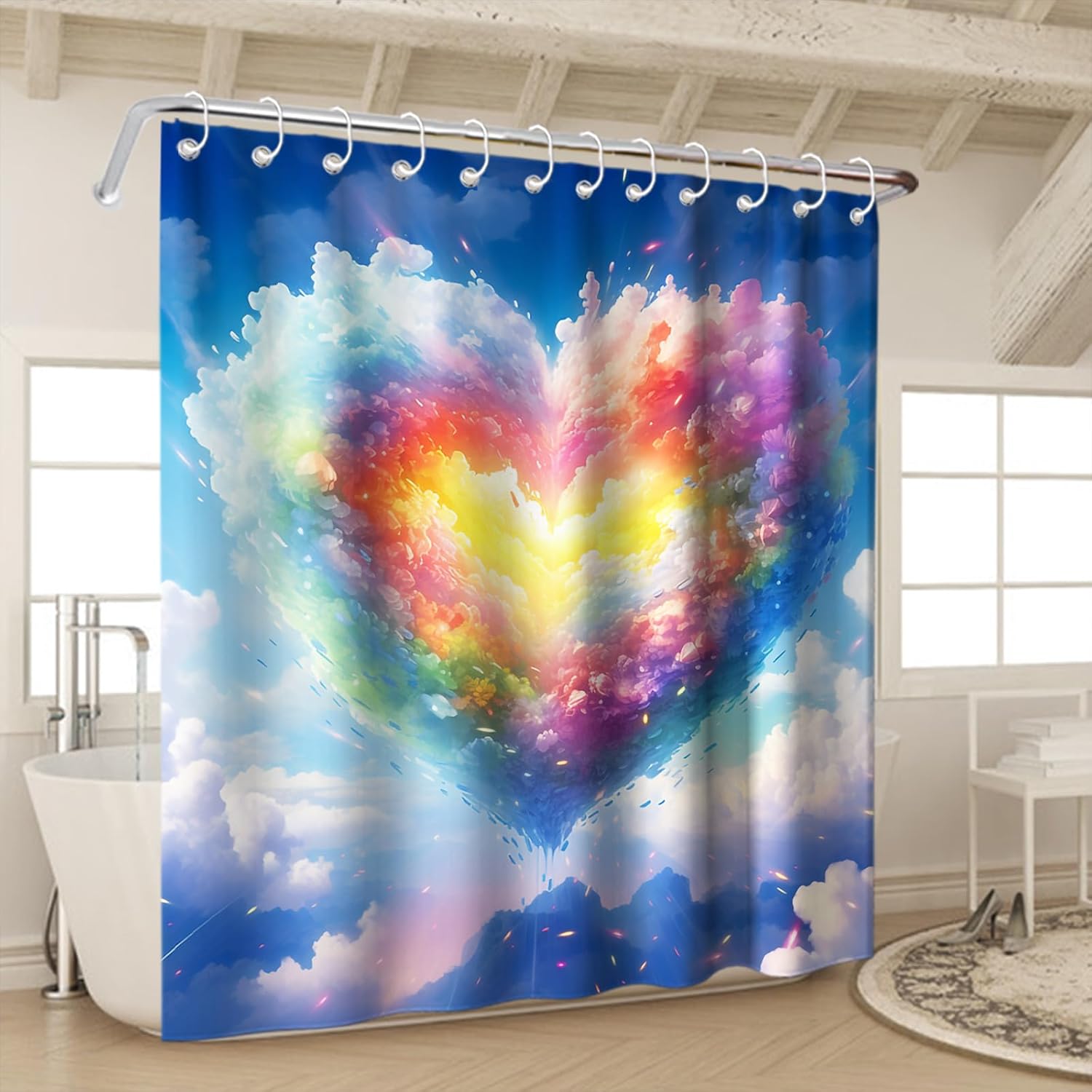 Landscape Valentines Day Bath Curtain