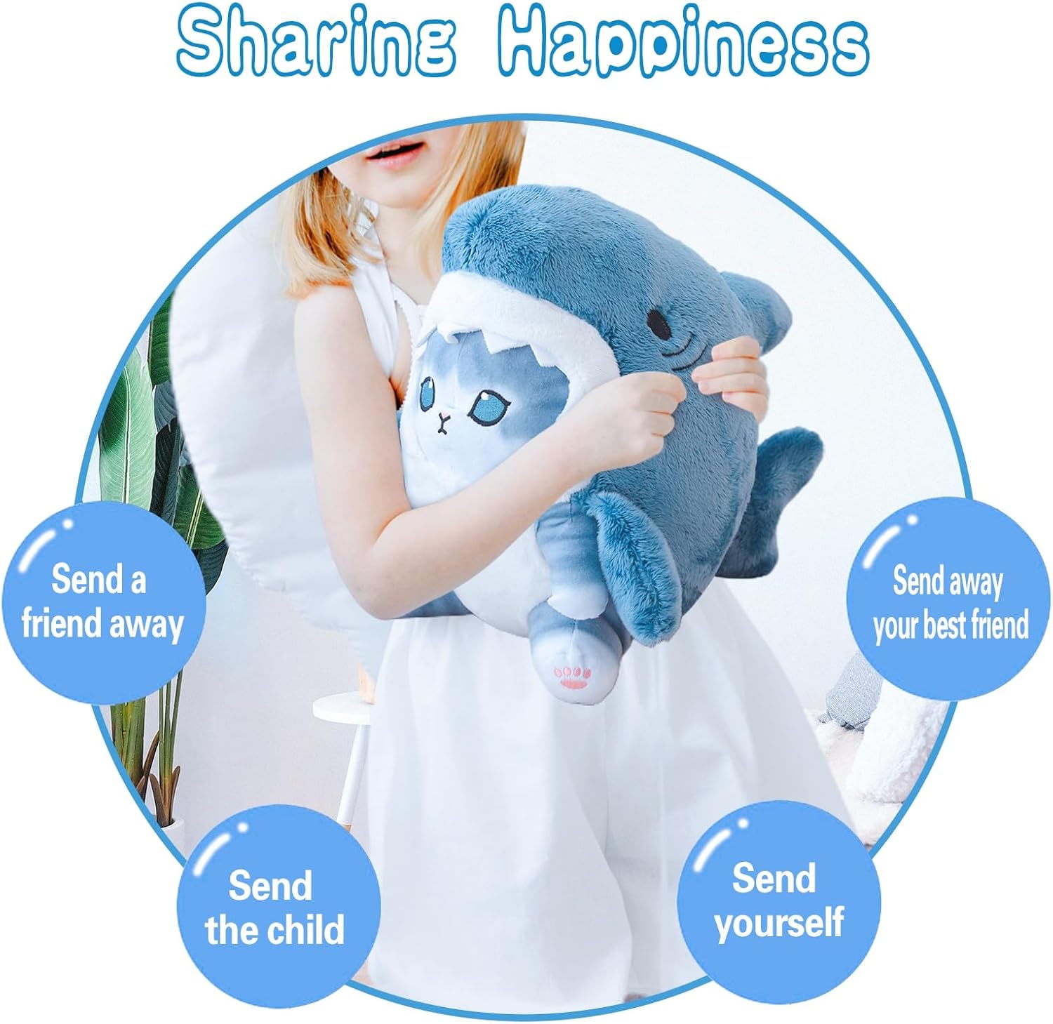 Kawaii Shark Cat Plush Toy Stress Relief Unique Gift