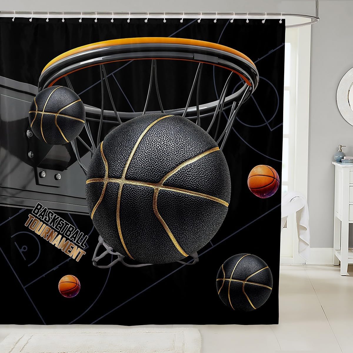 Jeffeloiu Basketball Shower Curtain