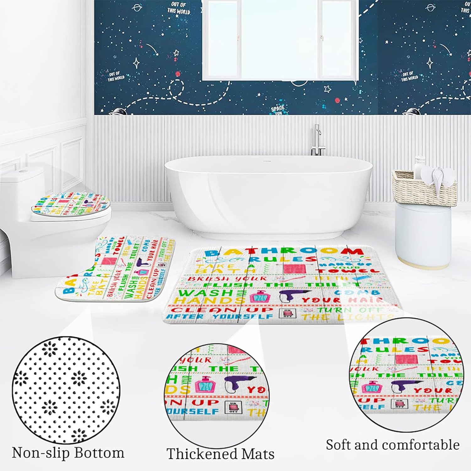 Fun bath time with 4pc Pinpai Kids Shower Curtain Set