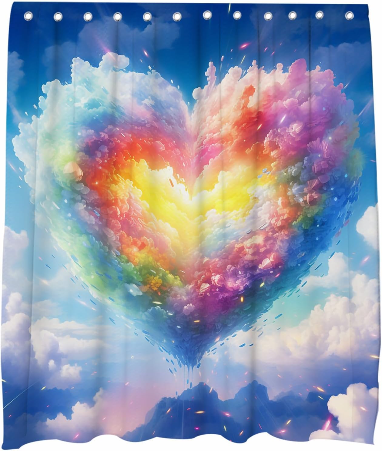 Landscape Valentines Day Bath Curtain