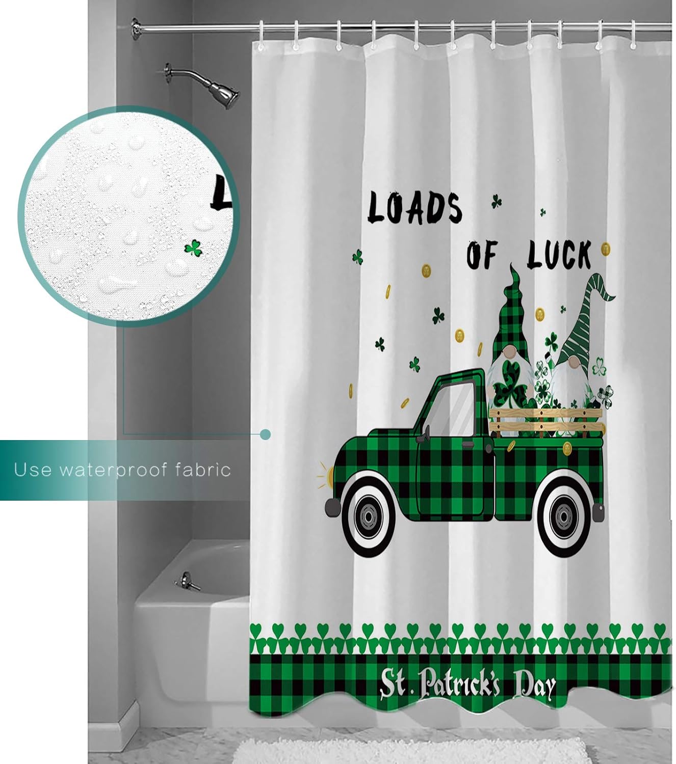 Waterproof shower curtain St Patricks Day Design Machine Washable stylish