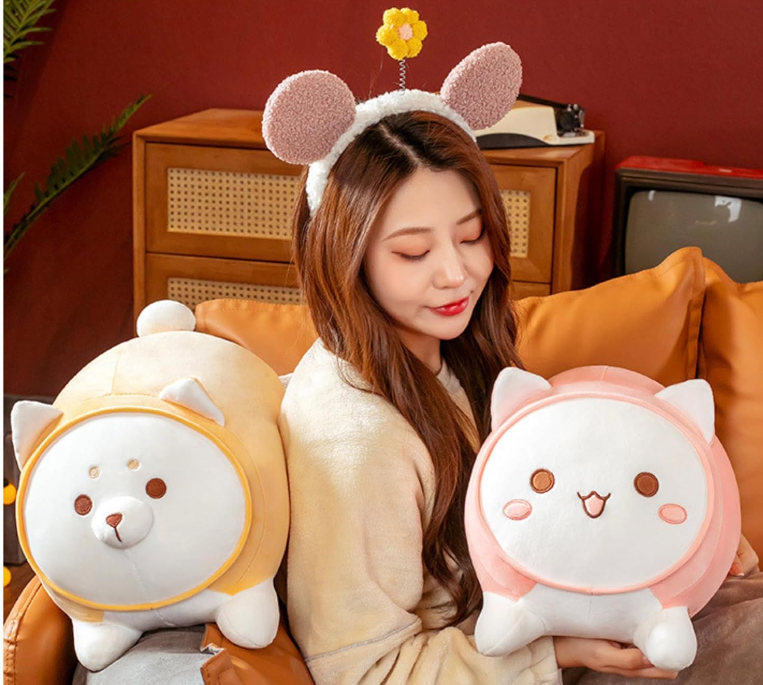 Kawaii Cat Plush Pillow for Kids