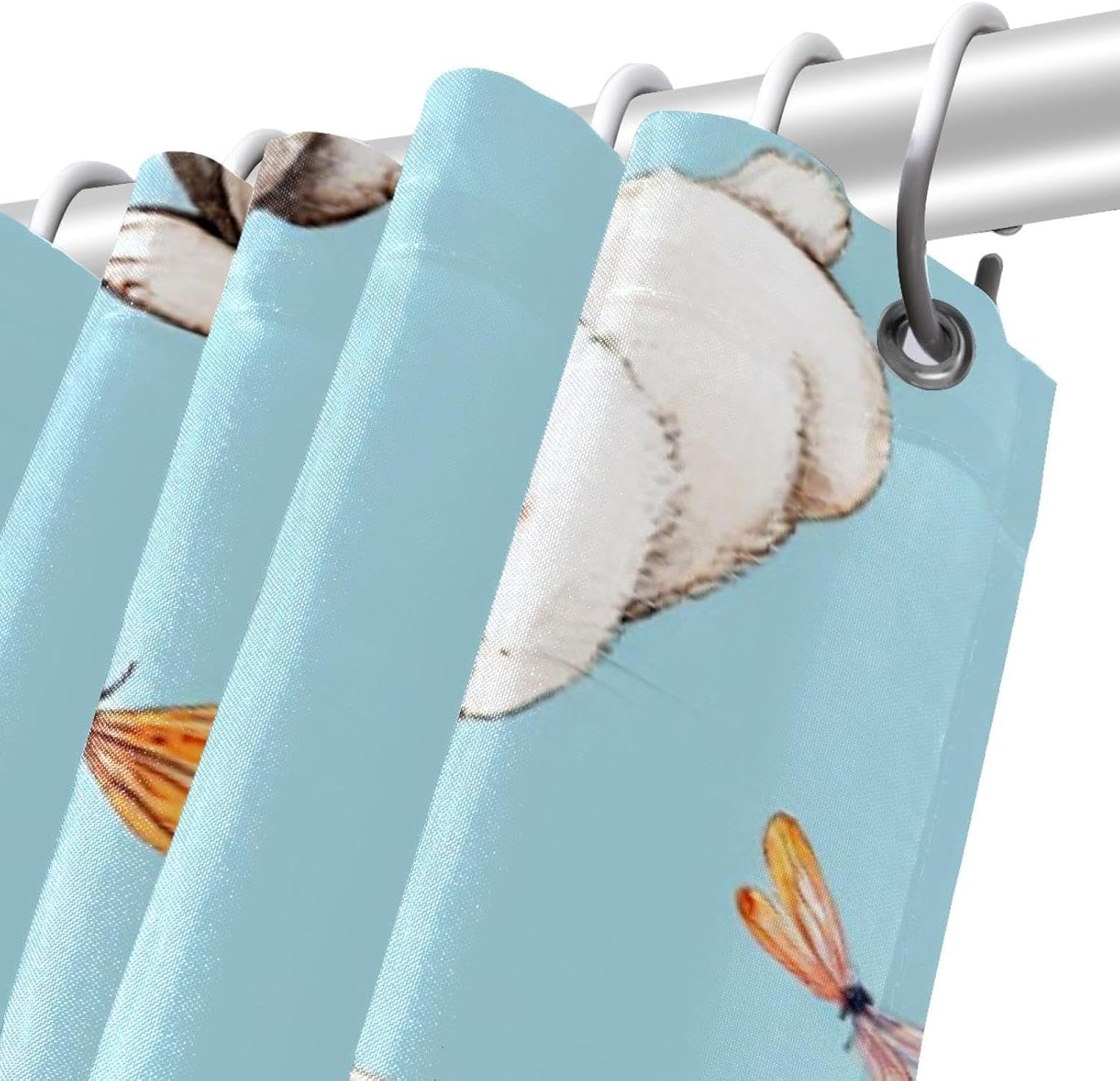 Bunnies Dragonflies Playtime - Durable Waterproof Bathroom Curtain