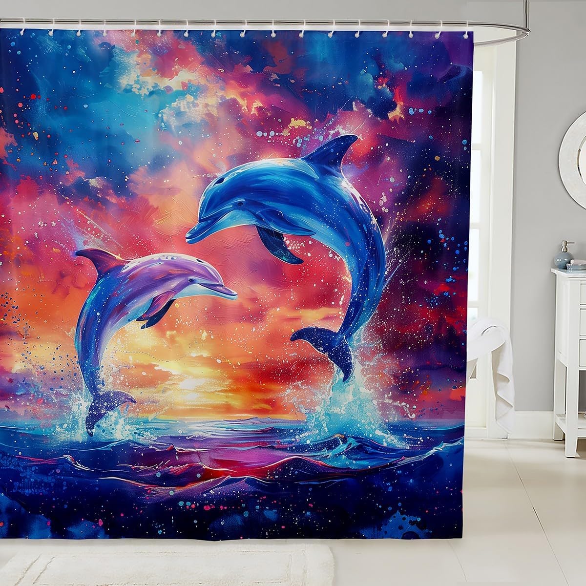 Manfei Dolphin couple shower curtains