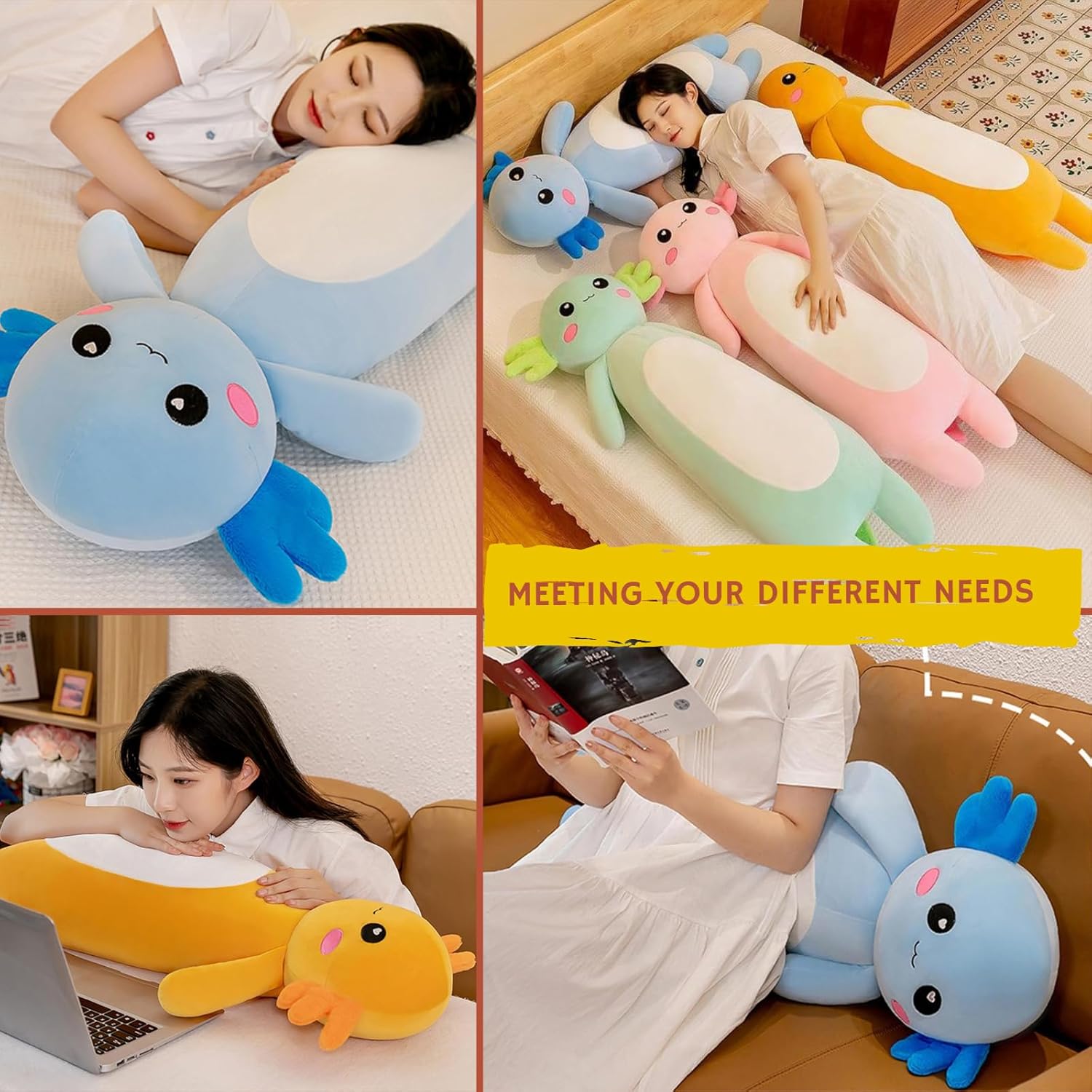 Somao Long Axolotl Plush Pillow Green