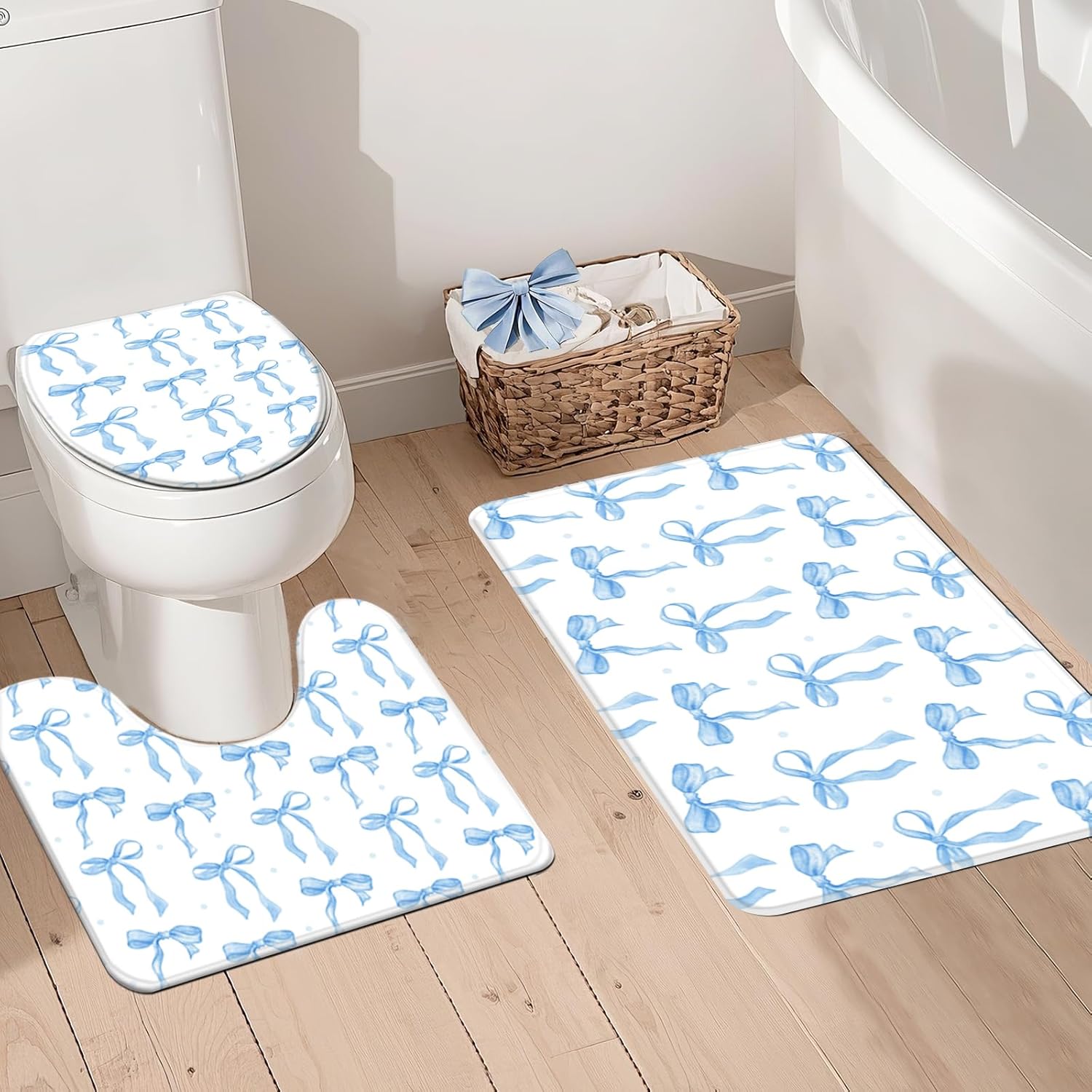 Mehount Blue Bow Bath Set for Girls