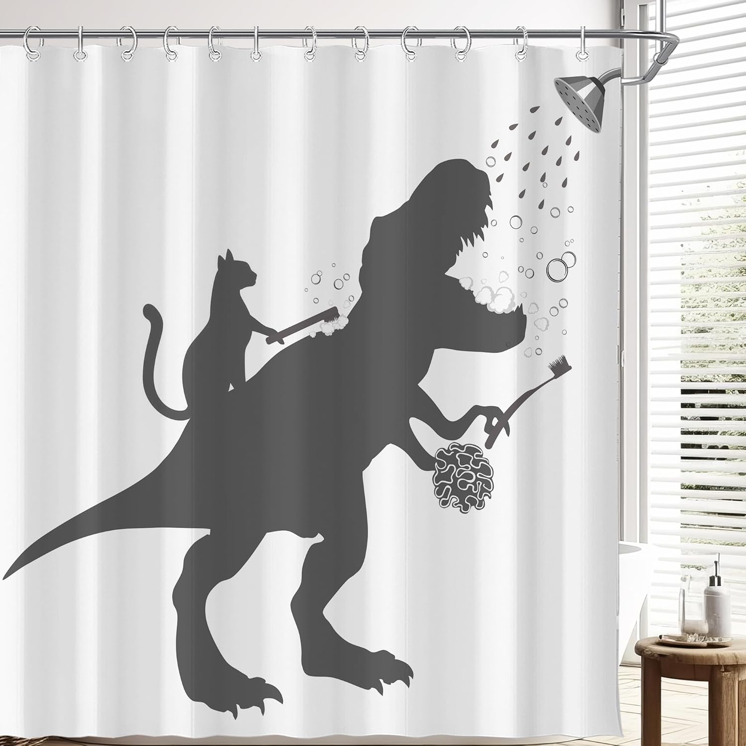 Super Fun Dinosaur Shower Curtain for Kids Waterproof Durable