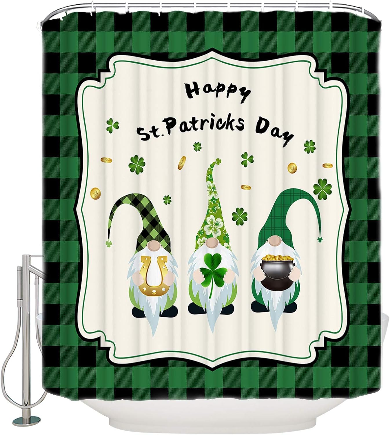 TocaHome Waterproof 36x72-inch Shamrock Gnomes Machine Washable