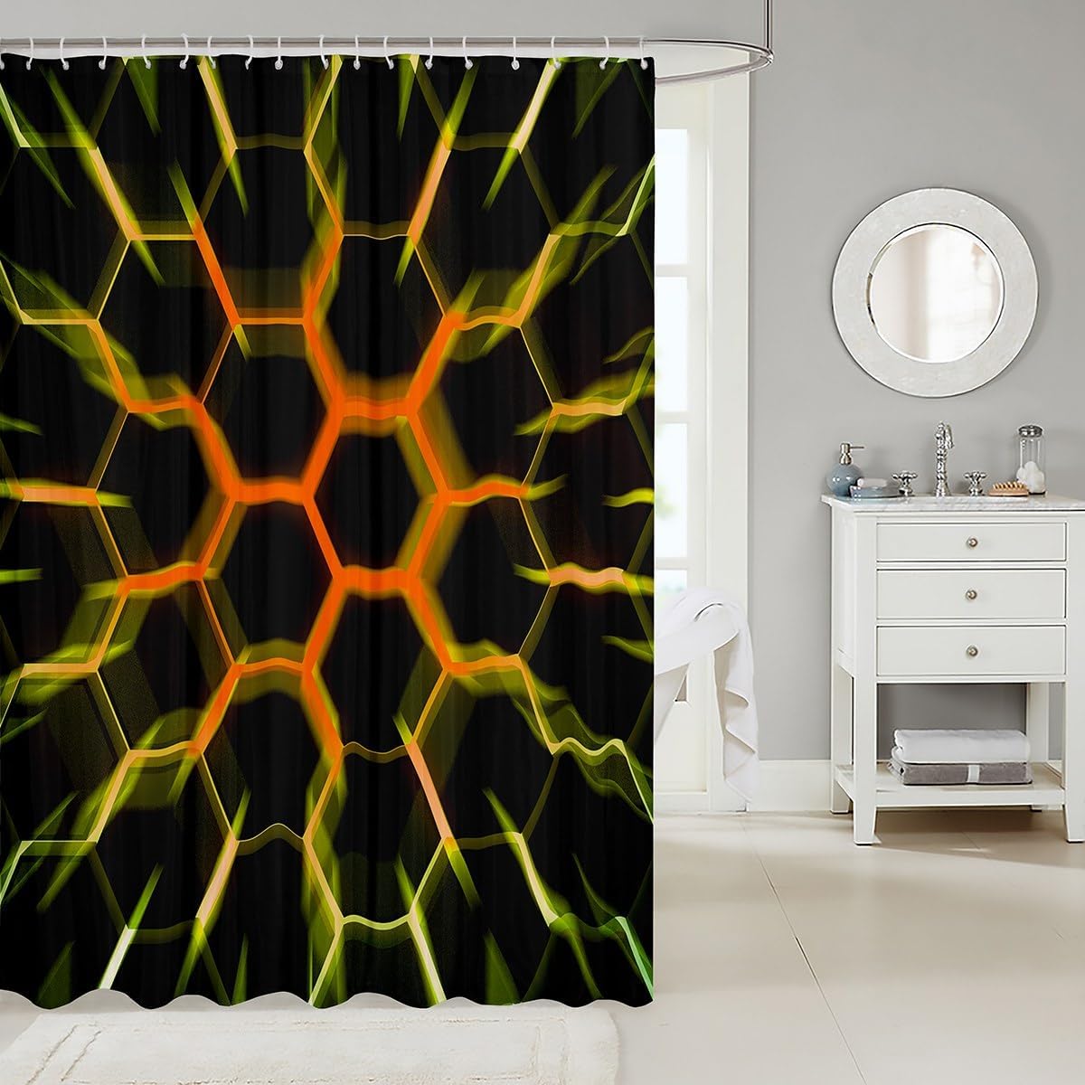 Eros Bridal Geometric hexagonal shower curtain for Boys Kids