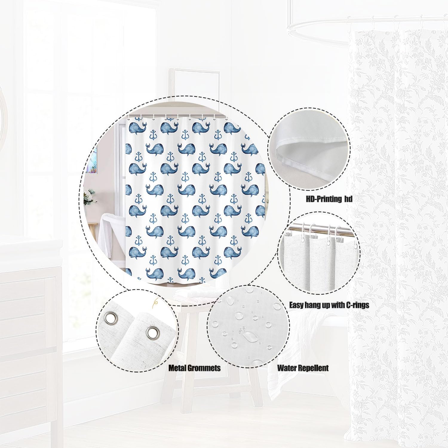 Wathon Nautical Shower curtain Set - 70X70 inches