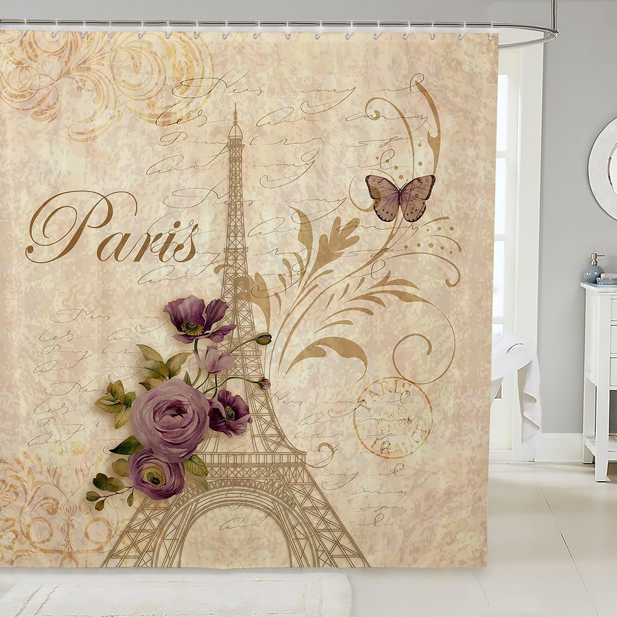 Chic Retro Eiffel Shower Curtain