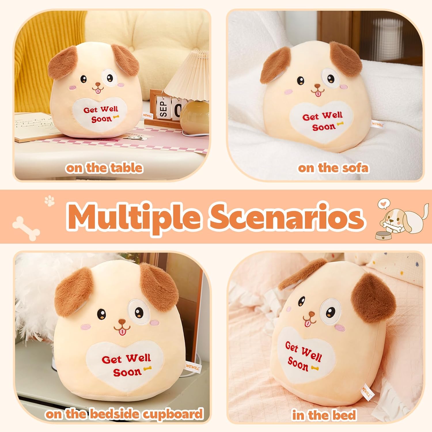 WEWILL 12 Get Well Soon Puppy Plush Pillow - Adorable Starter