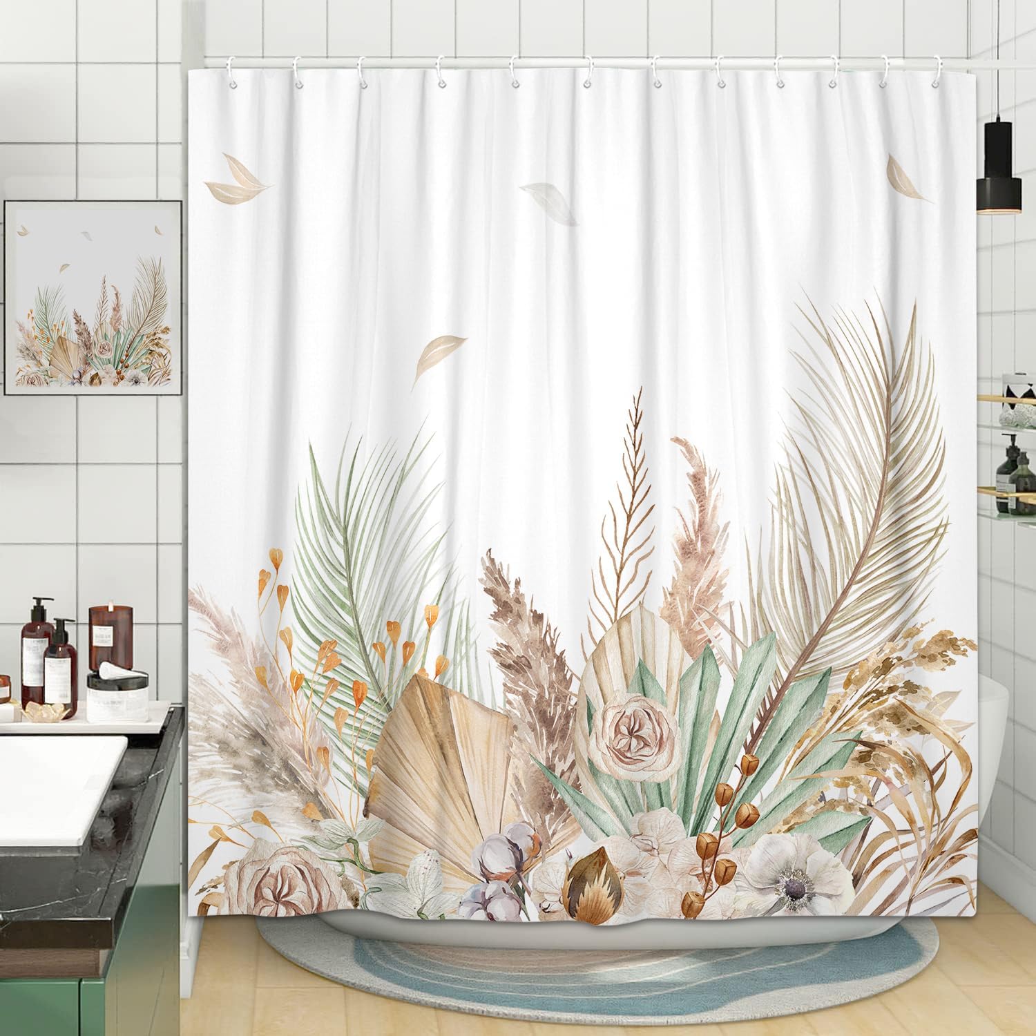 JAWO Boho Brown Floral Leaves Bath Momentum bathing experience