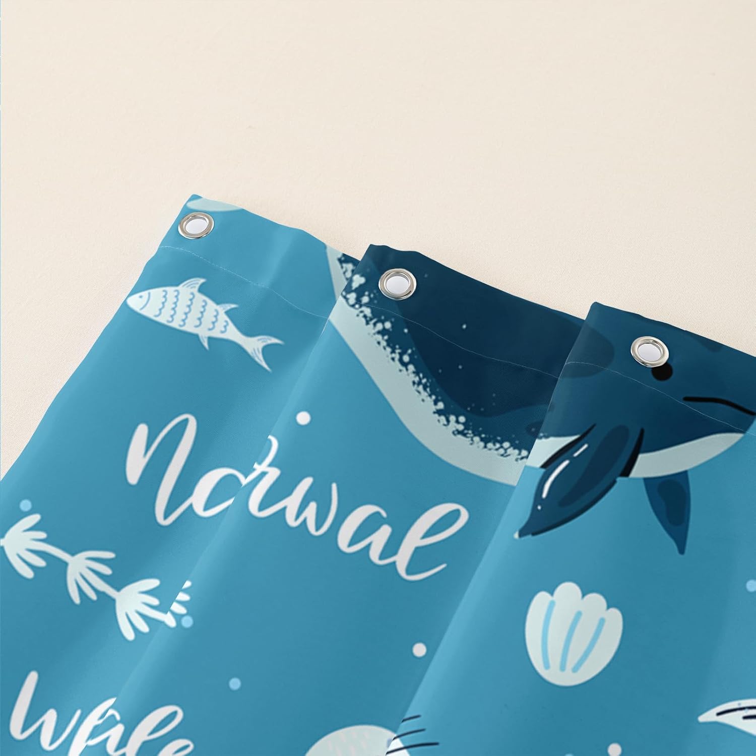 QOOMO Whales Seals Shower Curtain 72x72