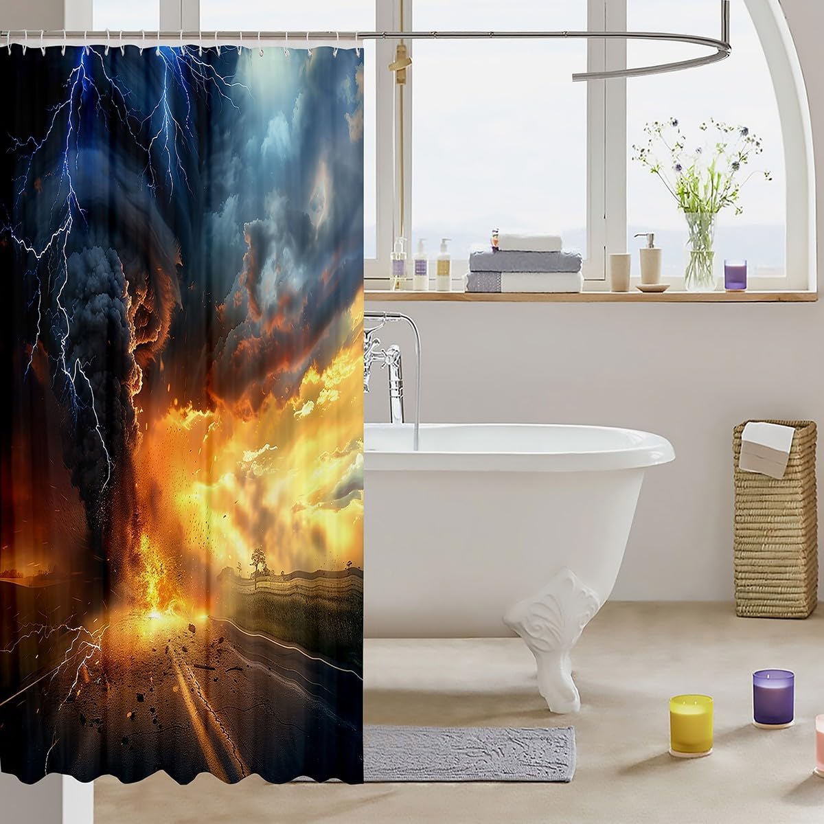 Castle Fairy Tornado Shower Curtain Set for Kids and Adults