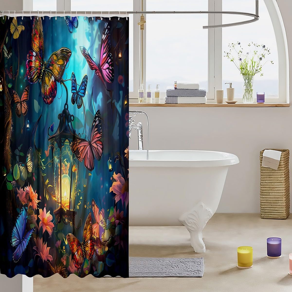 Trippy Butterfly Kids Shower Curtains Kids Bathroom Curtn 72 Wx72 H Waterproof