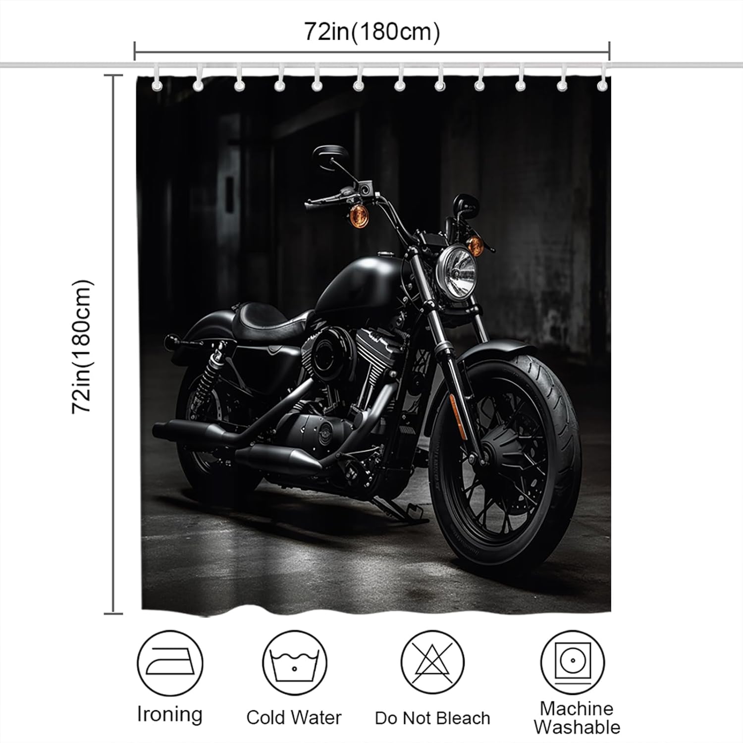 Precision black motorbike bath decor - waterproof modern