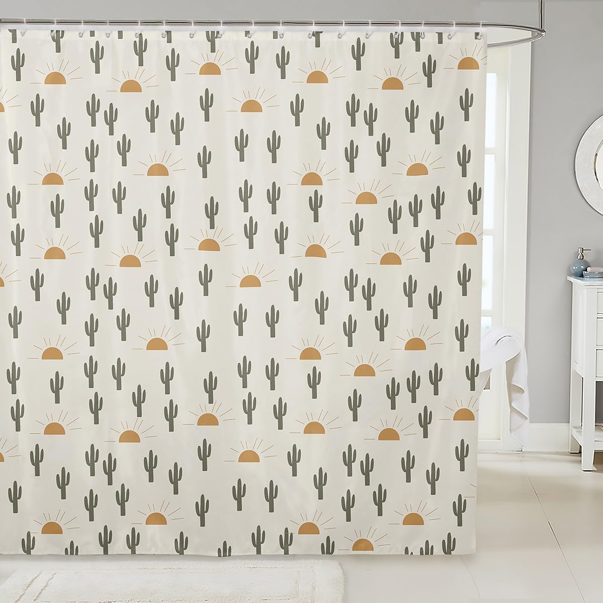 Feelyou Cactus Boho Succulent Shower Curtain for Kids
