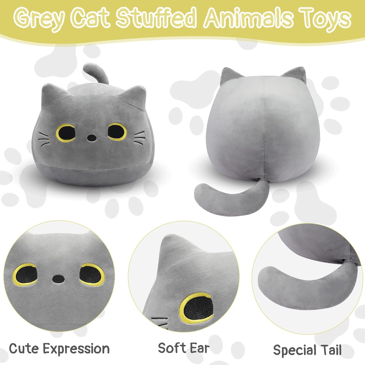 Gray Cat Plush Pillows Toys