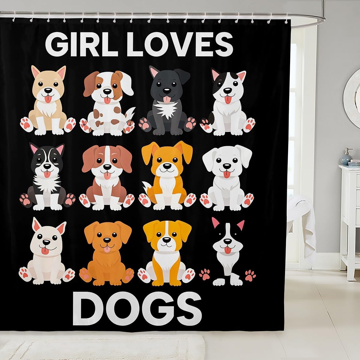 Feelyou Dog Shower Curtain 72x72 Kawaii Dachshund Design