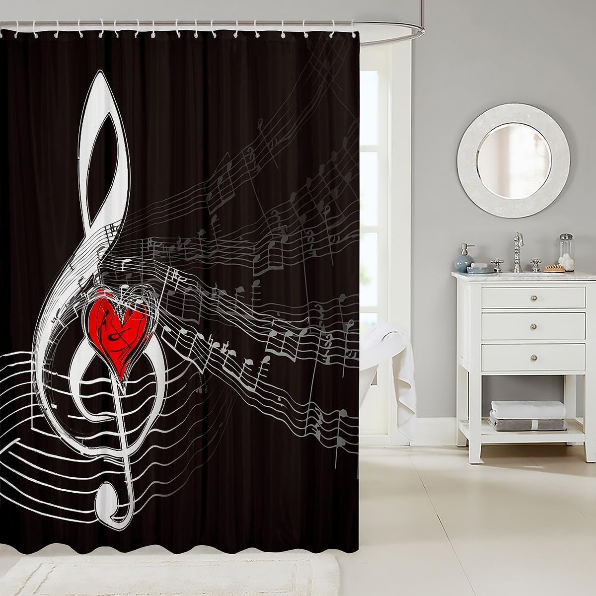Feelyou Music-Themed Bathroom Showers Red Black 72x72