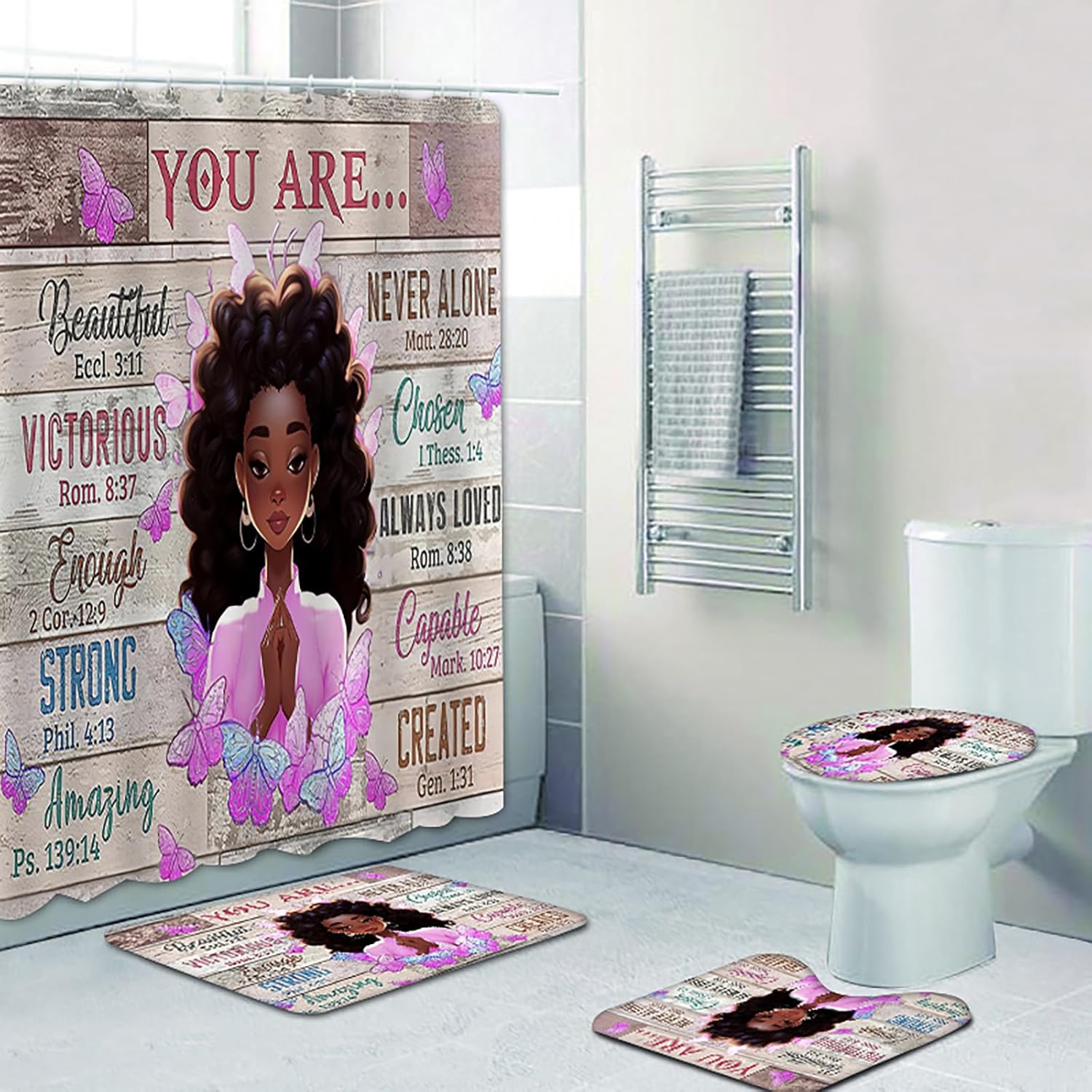 NEWSUYAA Black Girl Bathroom Set Waterproof and Durable Perfect for Daily Use