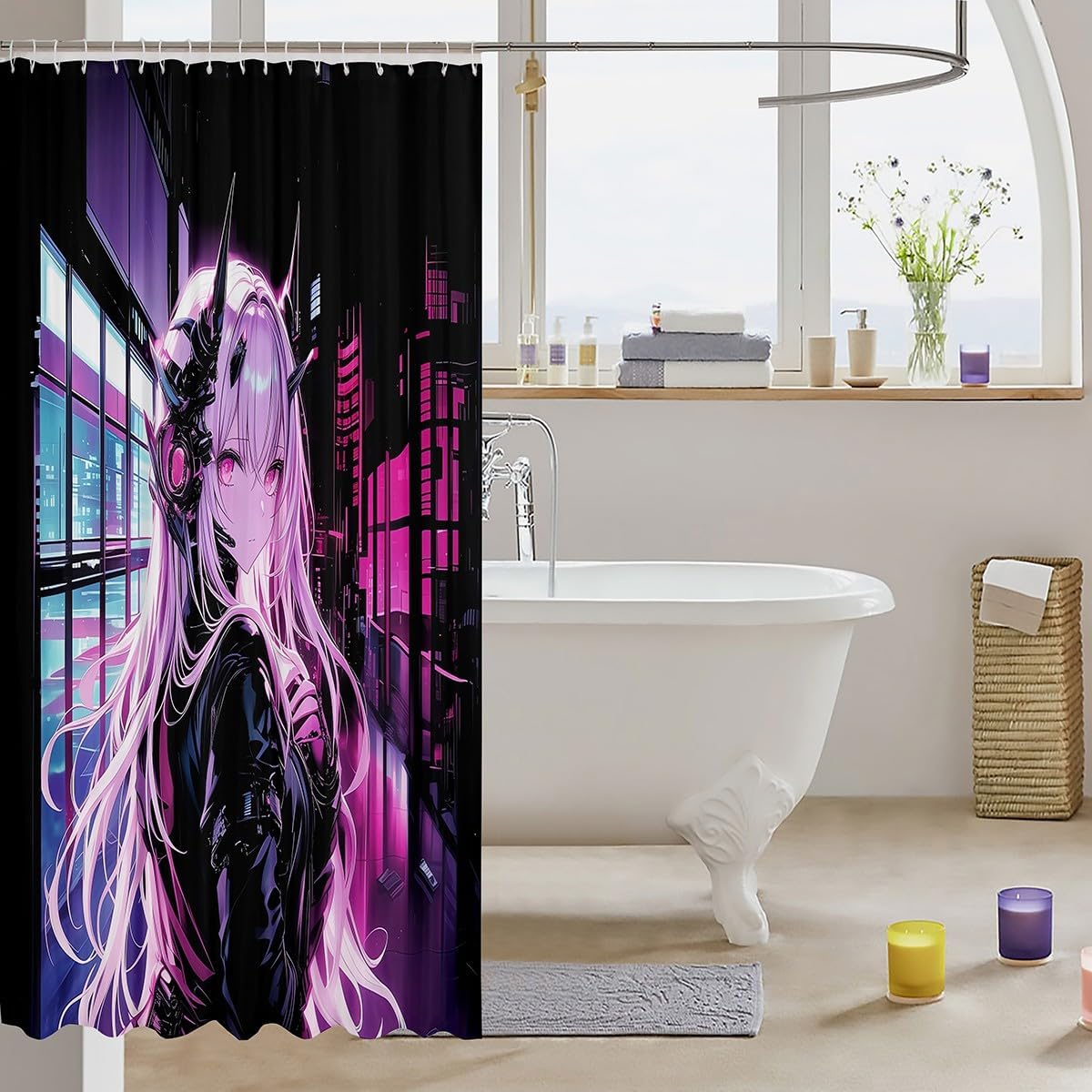 Erosebrildai Japanese Anime Washable Shower Curtain