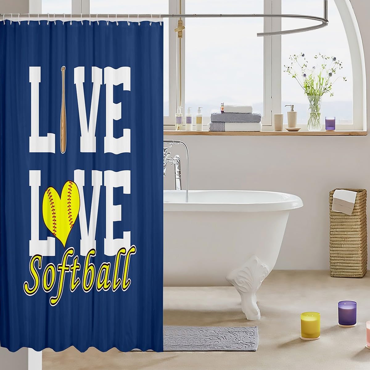 Softball Bath Curtain Set 72x72 Inch Castle Fairy