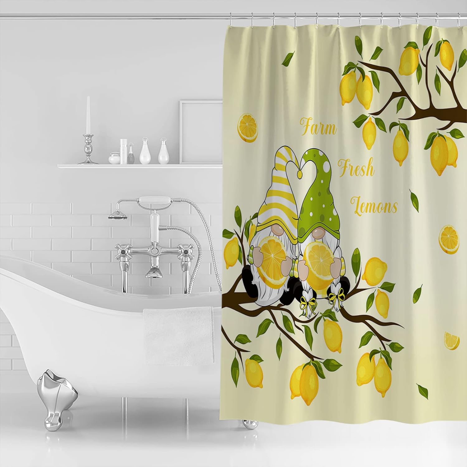 TocaHome Waterproof Summer Shower Curtain Set 72x78 Polygons Machine Washable