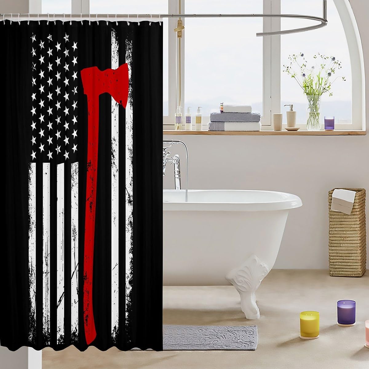 Firefighter Firetruck Shower Curtain Set